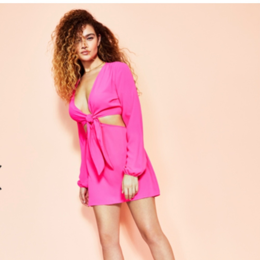 Royal By Maluma Bright Pink Cut Out Dress with Front Tie NWT Size 8/M